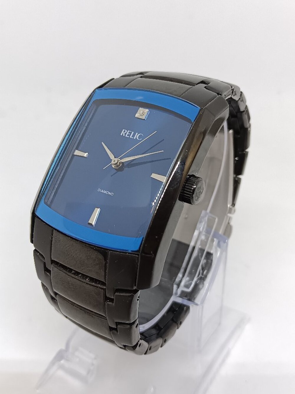 Relic ZR77204 Men's 35mm x 47 mm Blue Dial S/Steel Quartz Watch NEW BATTERY